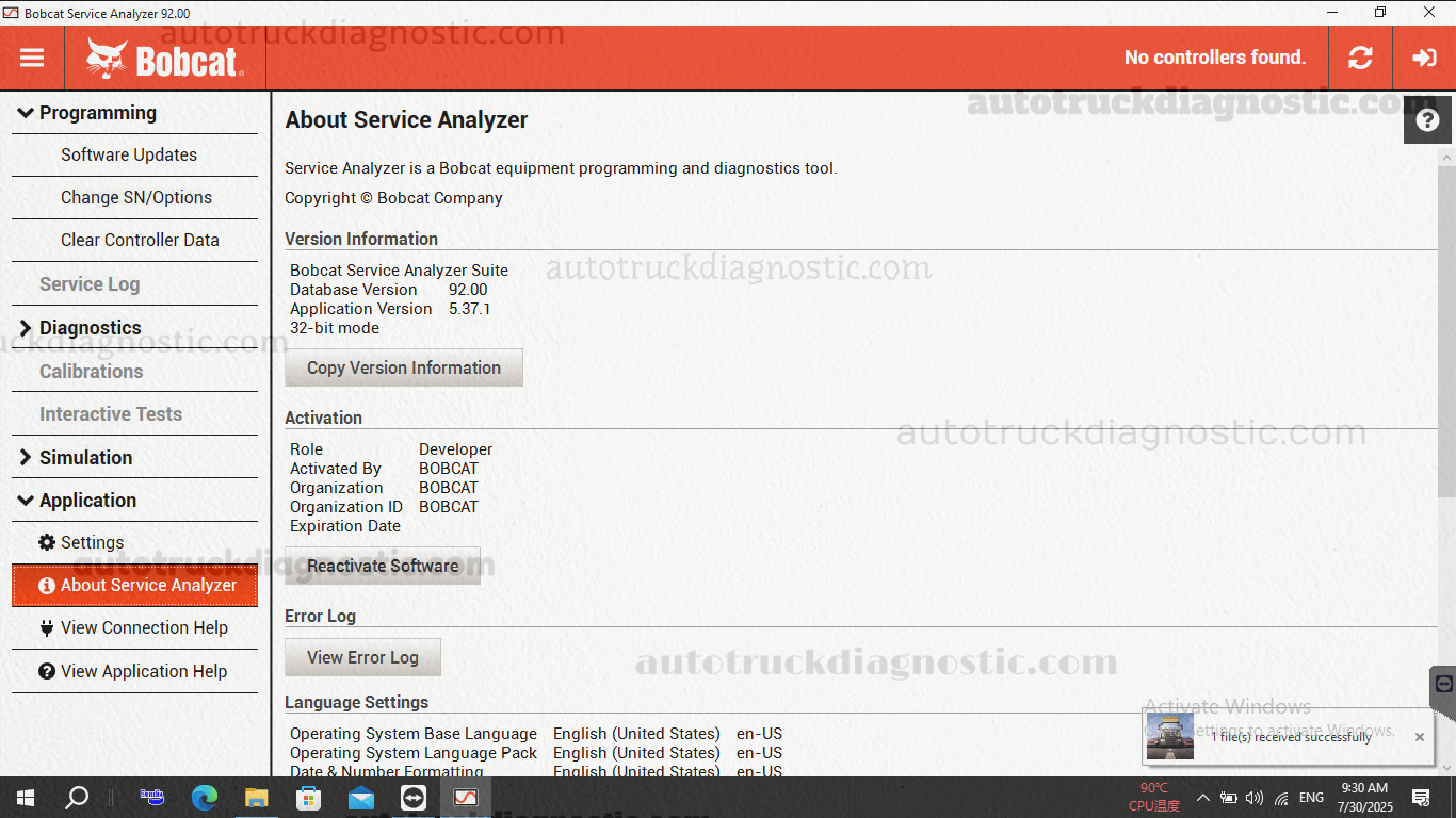 Bobcat Service Analyzer 92.00 1 bobcat 92 software