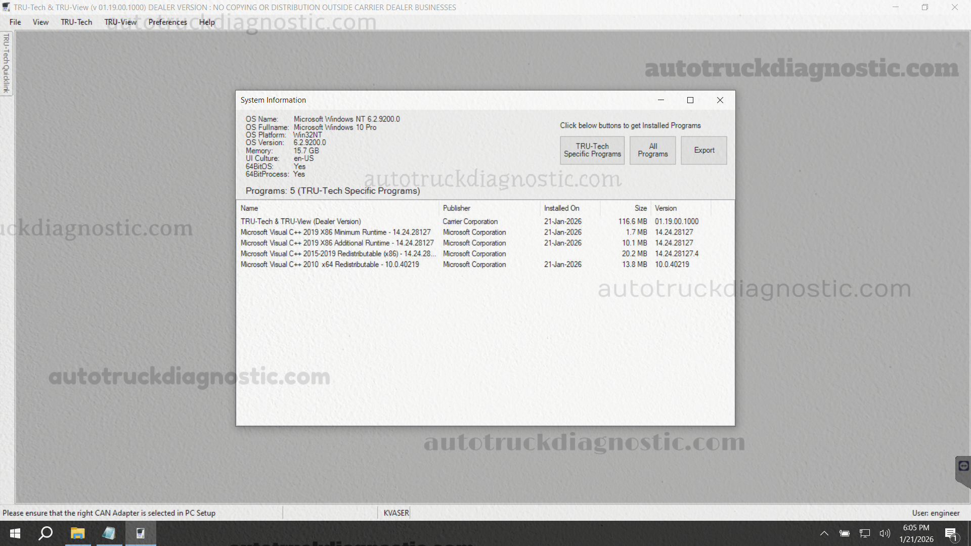 Carrier Tru-tech & Tru-view 1.19 2 carrier 1.19 software
